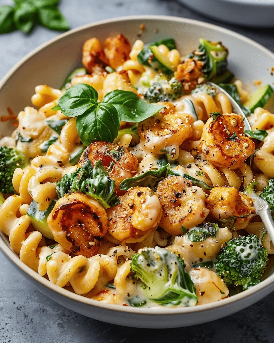 Creamy Protein-Packed Pasta Bowl with Turkey Bacon and Veggies
