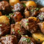 Garlic Butter Beef Bites with Potatoes