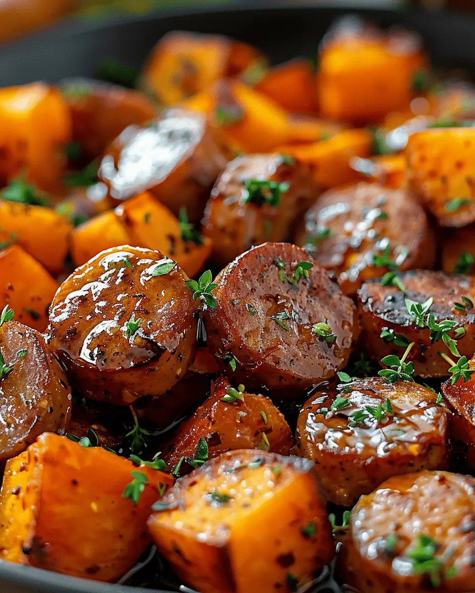 Sausage and Sweet Potatoes: A Juicy Honey Garlic Delight