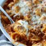 Cheesy Baked Tortellini Casserole With Meat Sauce