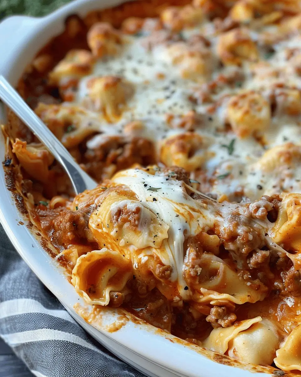 Cheesy Baked Tortellini Casserole with Meat Sauce: Easy Family Favorite