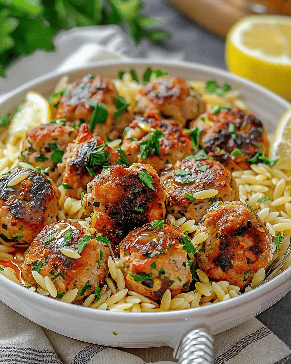 Greek Chicken Meatballs: Easy Lemon Orzo Delight for All