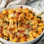 Spinach Bacon Pumpkin Mac and Cheese