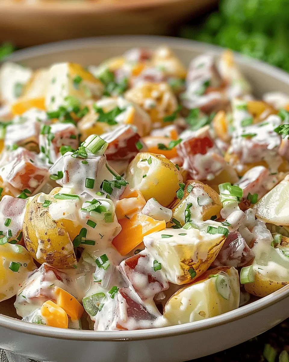 Steakhouse Potato Salad with Turkey Bacon: A Creamy Delight