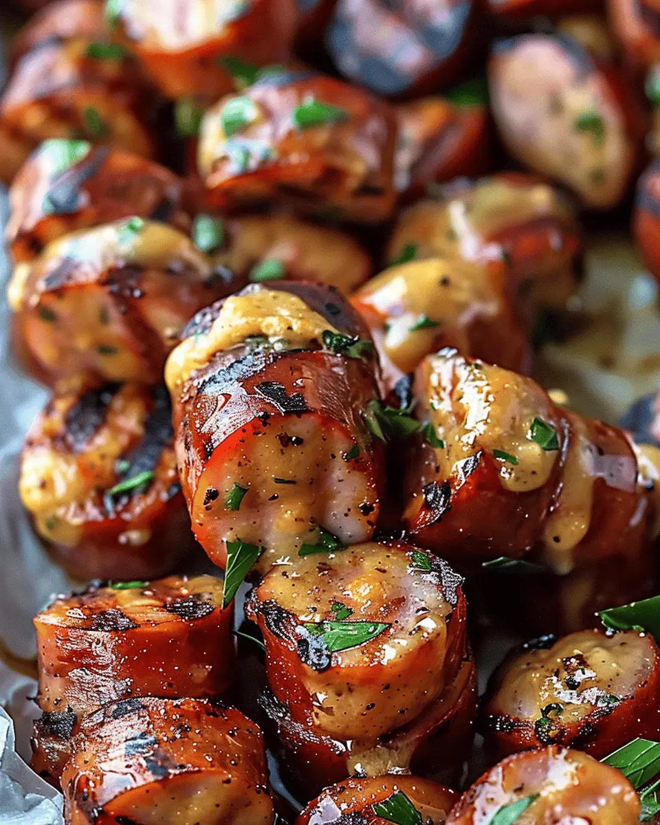 Mustard Hasselback Kielbasa Bites: Easy Party Pleaser Delight