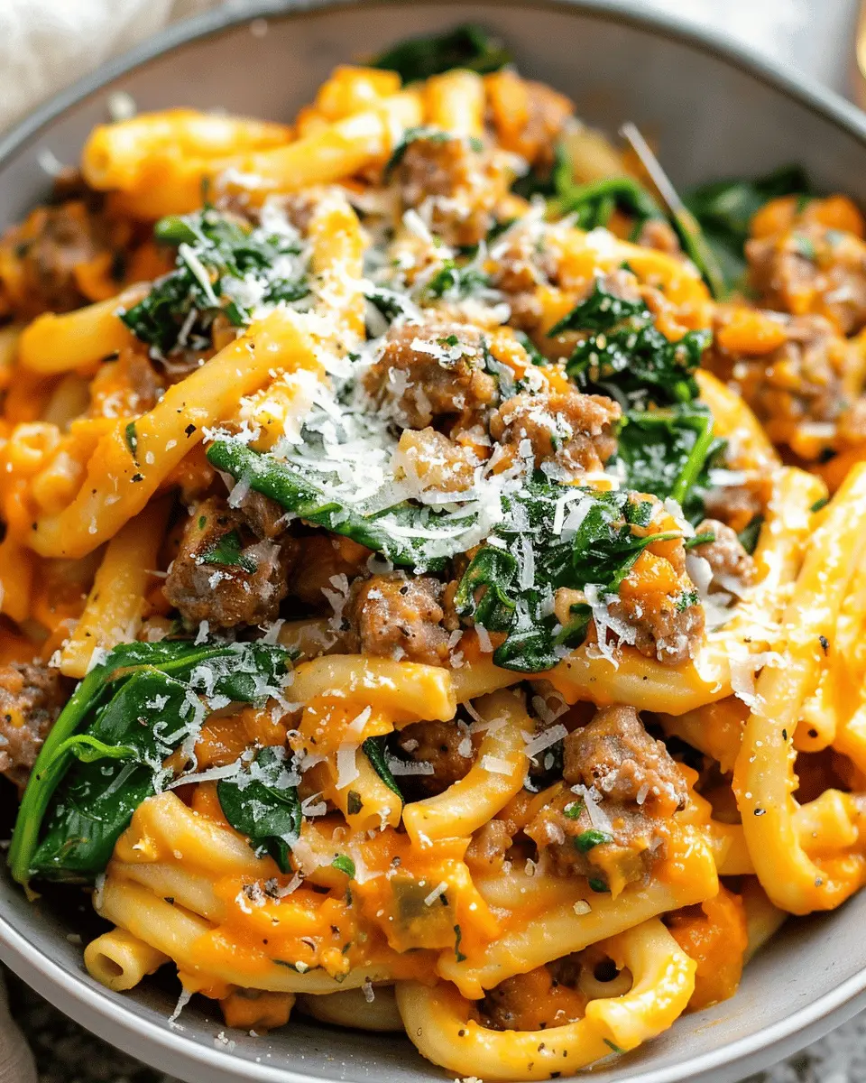 Creamy Butternut Squash Pasta: Indulgent Sausage & Spinach Delight
