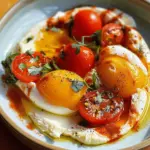 Poached Eggs with Roasted Tomatoes and Hummus