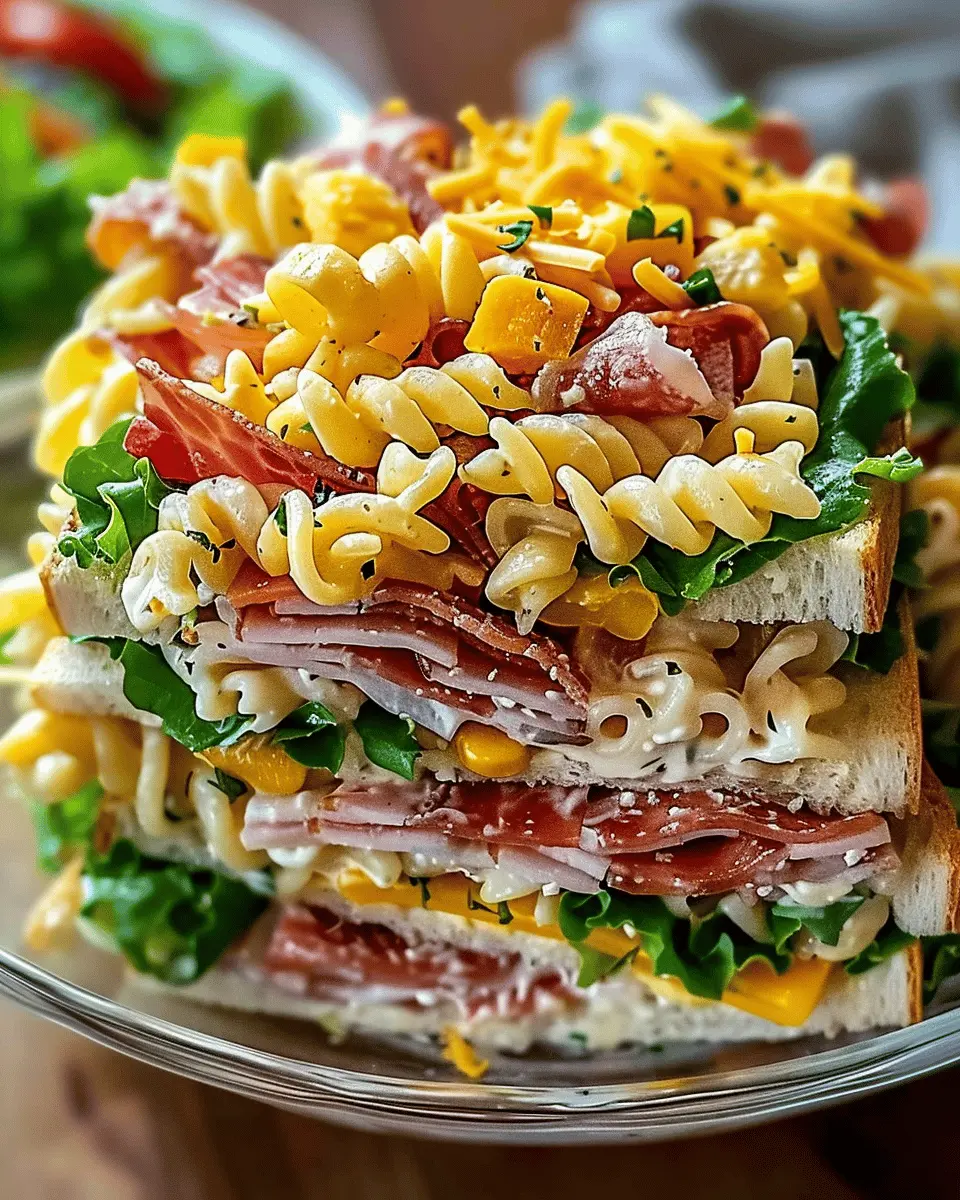 Club Sandwich Pasta Salad with Turkey Bacon and Chicken Ham Delight