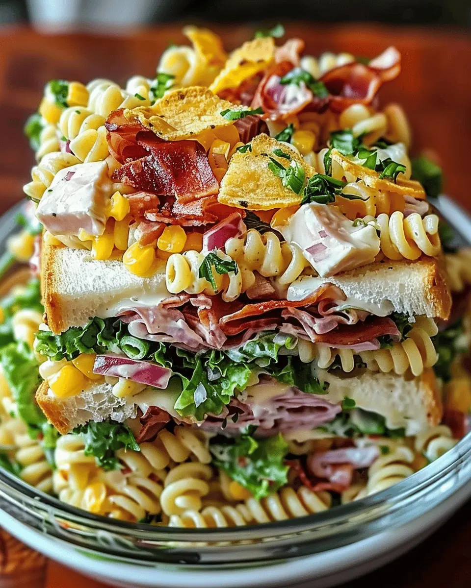 Club Sandwich Pasta Salad: Easy Turkey Bacon & Chicken Ham Delight