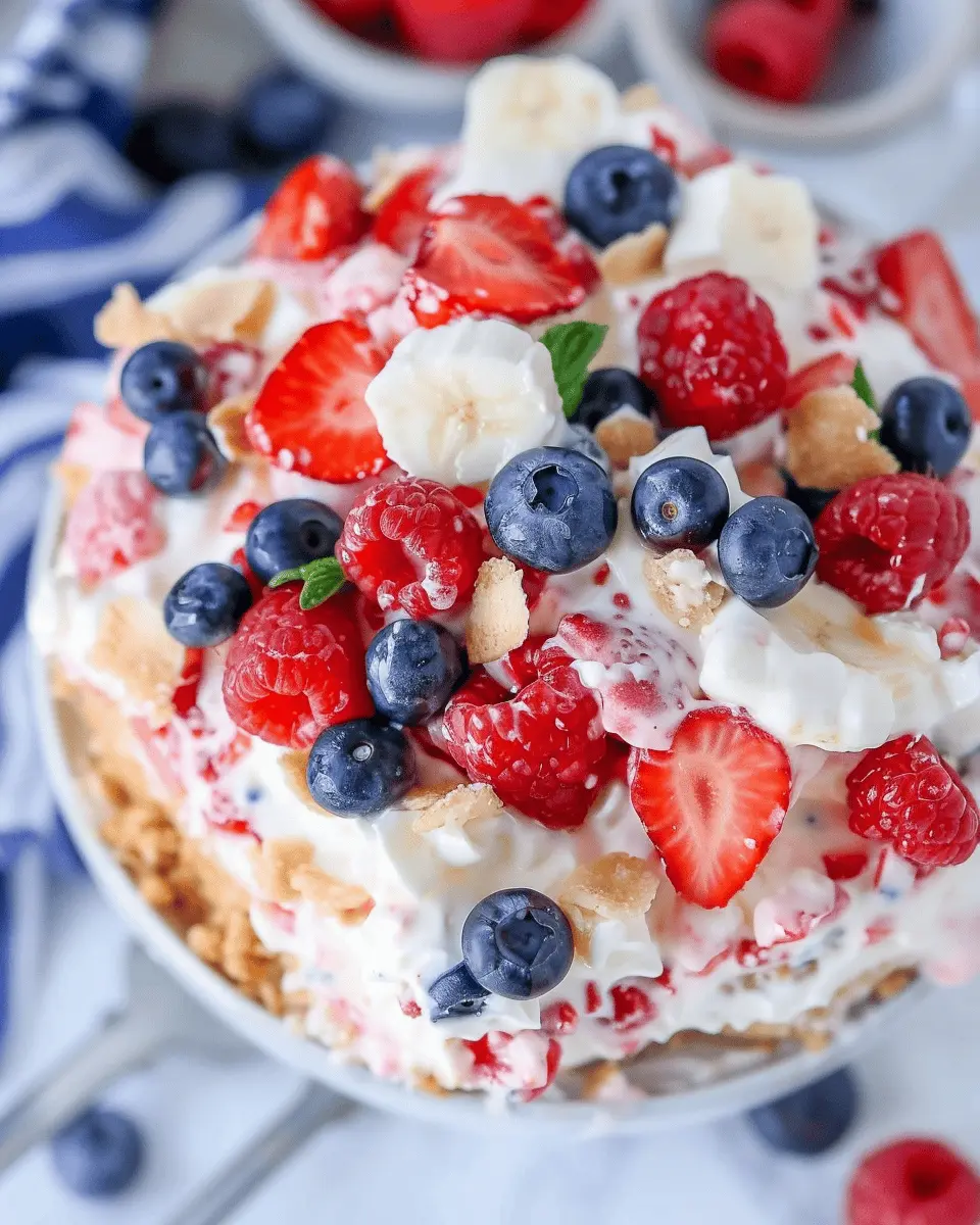 Red White and Blue Cheesecake Salad: A Refreshingly Easy Delight