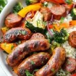 10 Minute Air Fryer Chicken Sausage and Veggies