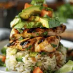 Honey Lime Chicken & Avocado Rice Stack