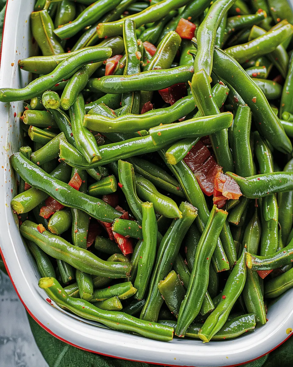 Crack Green Beans with Turkey Bacon and Chicken Ham Delight