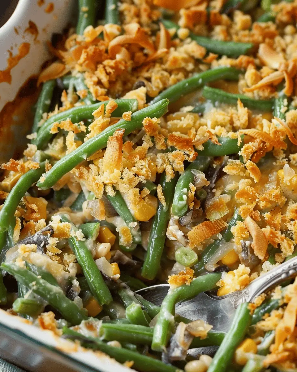 Green Bean Casserole: Easy Comfort Food with Turkey Bacon Delight