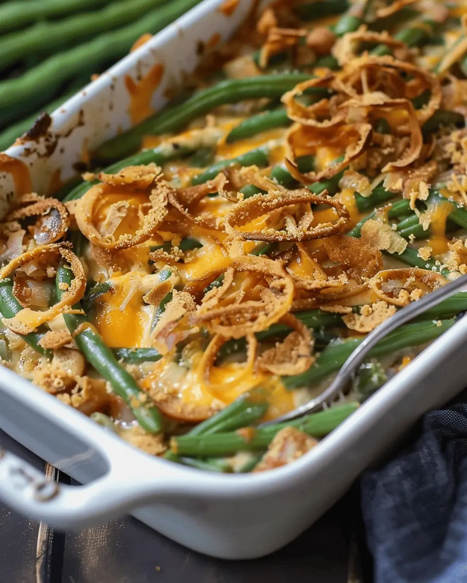Best Green Bean Casserole with Turkey Bacon and Chicken Ham Twist