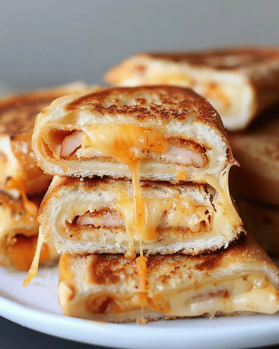 Grilled Cheese Roll-Ups: Indulgent Turkey Bacon & Chicken Ham Delights