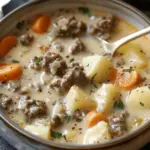 Crockpot Creamy Potato & Hamburger Soup