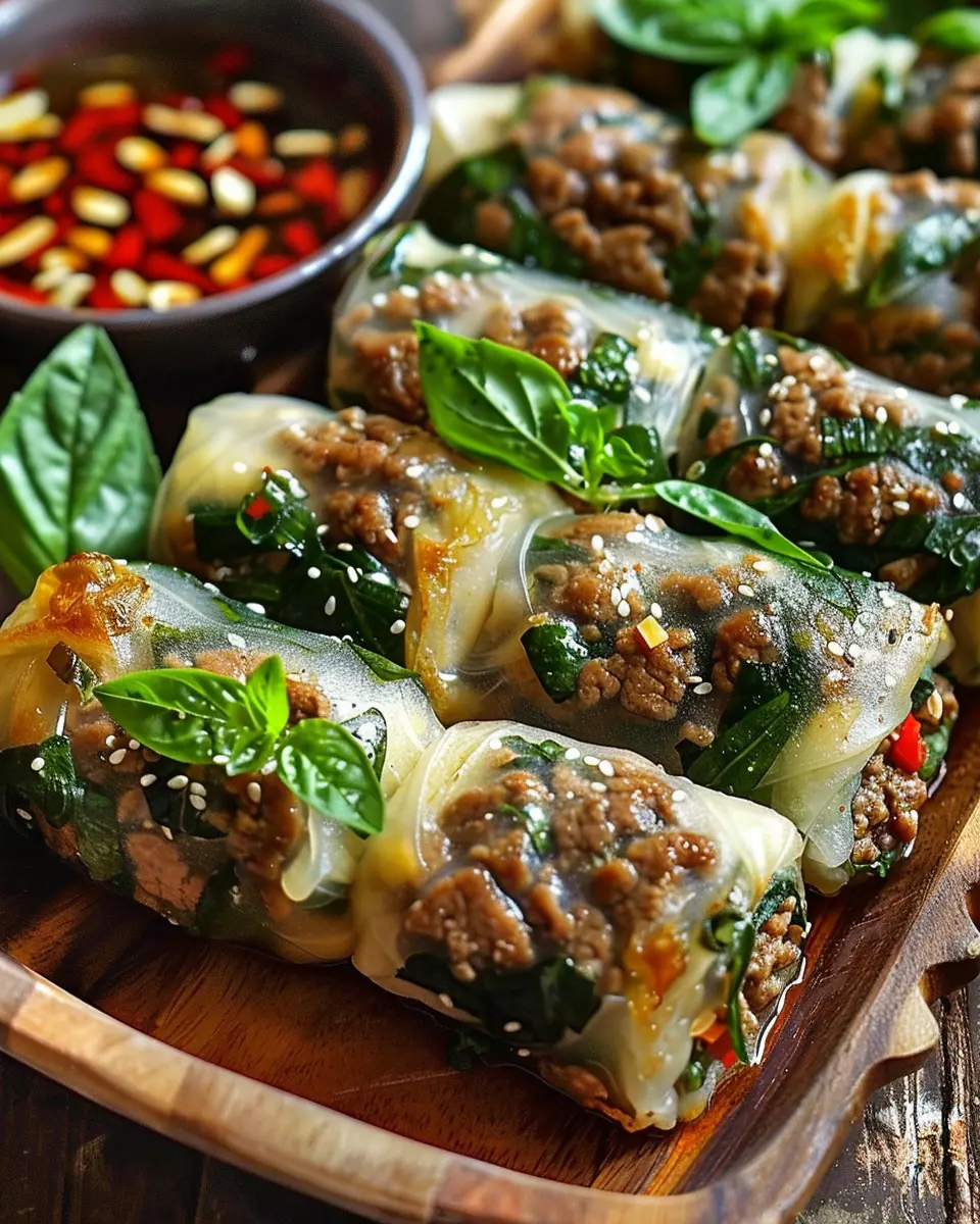 Thai Basil Beef Rolls