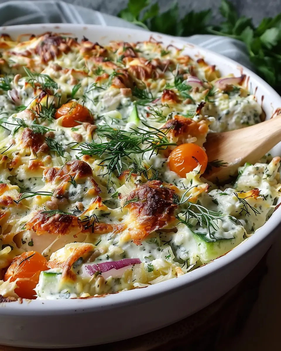 Dump-and-Bake Chicken Tzatziki Casserole with Turkey Bacon Delight