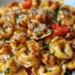 Cowboy Butter Garlic Chicken Tortellini with Fire-Roasted Red Peppers