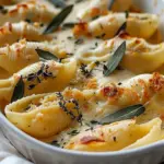 Pumpkin & Gouda Stuffed Shells With Brown Butter & Sage Alfredo Sauce