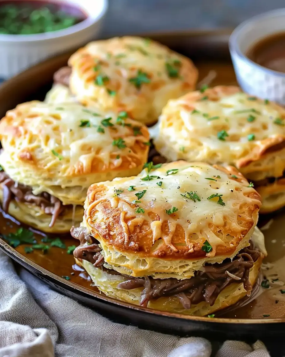 Baked French Dip Biscuits: Easy Turkey Bacon &amp; Chicken Ham Delight