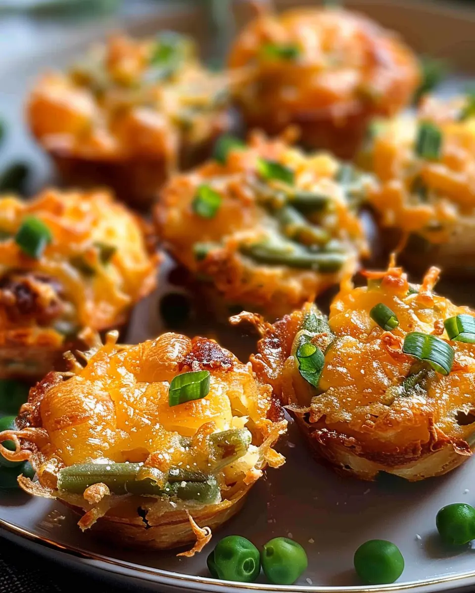 Delicious Mini Green Bean Casserole Bites Recipe with Turkey Bacon