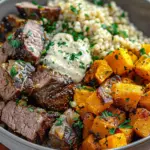 Butternut Squash & Garlic Herb Steak Bowls