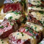 Steak with Creamy Garlic Sauce