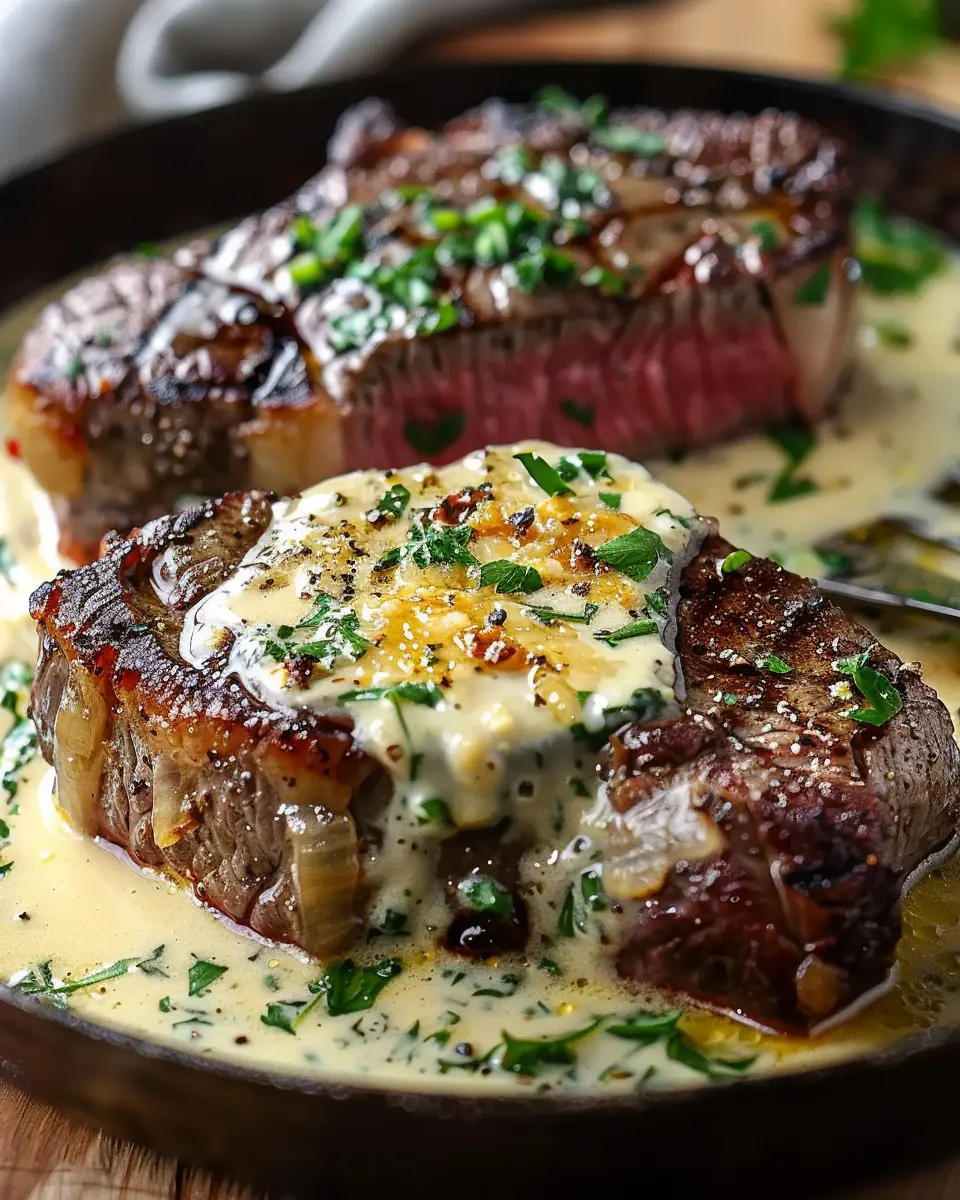 Garlic Butter Steak with Indulgent Parmesan Cream Sauce Recipe